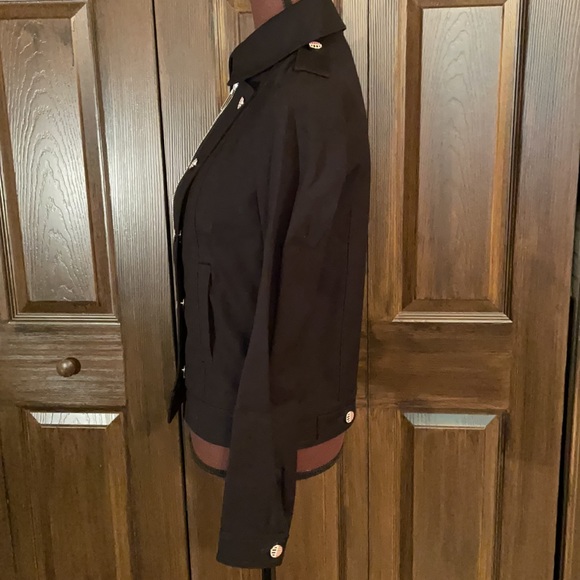 NWT Anthony Vaccarello Black Luxury Denim Military Style Moto Jacket 36 - Picture 4 of 7